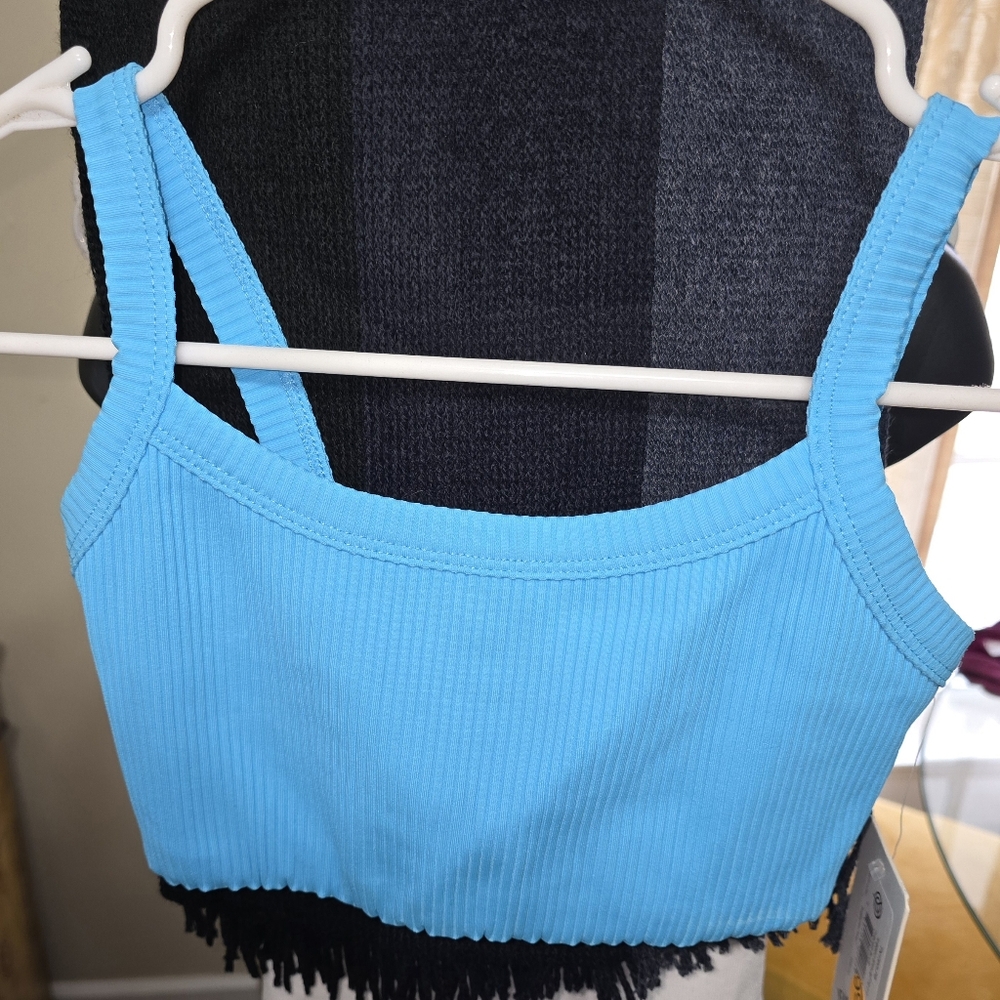 Year of Ours, blue Ribbed bra letter, sz xs